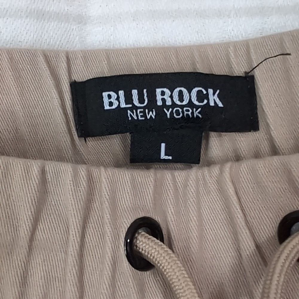 Blu Rock Khaki Beige Elastic Waist Jogger Pant Size Large NWOT - Picture 2 of 5